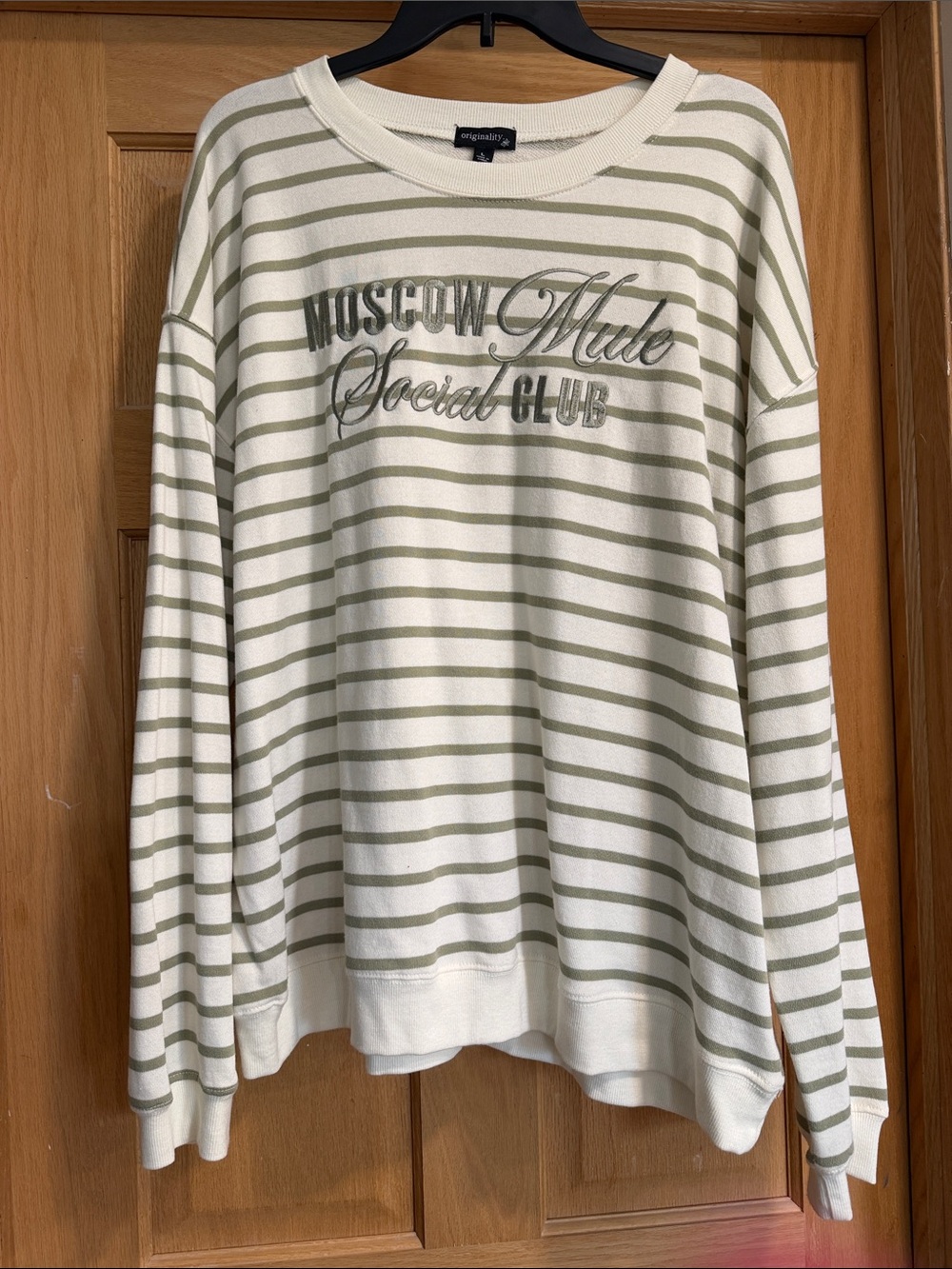 Originals By? Olive & White Striped 'Moscow Mile' Crewneck Sweatshirt